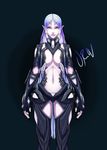  armor artist_request big_breasts breasts clothed clothing elma elma_(xenoblade_x) female gradient gradient_background long_hair looking_at_viewer nintendo not_furry pointy_ears purple_eyes purple_hair skimpy solo spoilers urw very_long_hair xenoblade_chronicles_x 