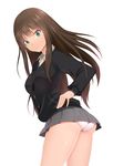  absurdres ass brown_hair cardigan green_eyes hands_in_pockets highres idolmaster idolmaster_cinderella_girls long_hair looking_at_viewer necktie panties pantyshot school_uniform shibuya_rin skirt solo taka_(takahirokun) underwear 