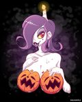  beauty_mark big_breasts big_lips breasts candle drooling female ghost hair lips pumpkins red_eyes saliva solo spirit squidapple 