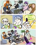  anthro balu_blackcat blush breasts cake canine cat clothed clothing dildo embarrassed feline female food fox fur hair jess_(teckly) male mammal mouse multiple_scenes nikki_blackcat open_mouth rodent saucy sex_toy sitting smile strapon werefox_(character) wolf 