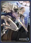  armor barefoot cape female_my_unit_(fire_emblem_if) fire_emblem fire_emblem_cipher fire_emblem_if gauntlets hair_between_eyes hair_ornament hairband kozaki_yuusuke long_hair my_unit_(fire_emblem_if) official_art pointy_ears red_eyes solo sword weapon 