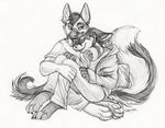  2016 canine cuddling dog eyes_closed fox german_shepherd kappy male mammal sketch 