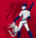  angry baseball_bat clothing creepy digital_media_(artwork) duo fangs feline feral fur hat mammal natashafenik off open_mouth shadow tagme the_batter the_judge uniform 