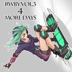  boots countdown elbow_pads eye_black fingerless_gloves full_body gloves green_eyes green_hair highres hood hoodie hover_board iesupa knee_pads reese_chloris rwby shorts solo spiked_hair 