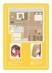  :d bathroom bathtub bed bed_sheet bedroom blonde_hair brown_hair building character_profile check_translation closed_eyes couch face from_above heart house kitchen layout_plan living_room multiple_girls neck_pillow open_mouth orange_background original pillow satsuma_age smile stove sweater table toilet translation_request turtleneck upper_body yuri 
