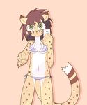  2016 anthro breasts cheetah clothing feline female green_eyes looking_at_viewer mammal navel nipple_bulge panties phone selfie solo underwear ミニ猫_(artist) 