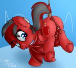  bat_pony bat_wings bound clitoris cremedelaclop_(artist) equine fan_character fangs female horse mammal membranous_wings my_little_pony piercing pony pussy pussy_juice rope solo teats wings 