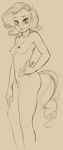  2016 anthro anthrofied areola breasts designjh equine female friendship_is_magic grin hair horse looking_at_viewer mammal monochrome my_little_pony nipples nude rarity_(mlp) small_breasts solo standing teeth 
