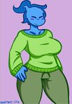 angstrom big_breasts blush breasts clothed clothing elemental eyes_closed fan_character female fire fire_elemental mature_female mother parent smile solo undertale video_games 