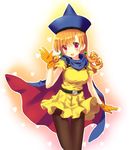  alena_(dq4) bad_id bad_pixiv_id black_legwear dragon_quest dragon_quest_iv dress gloves long_hair looking_at_viewer narinn open_mouth orange_hair pantyhose purple_eyes solo yellow_dress yellow_gloves 