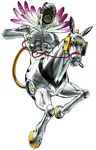  3d_(artwork) cgi clock digital_media_(artwork) equine feathers hooves horse humanoid jojo&#039;s_bizarre_adventure made_in_heaven male mammal official_art red_eyes simple_background stand_(jjba) unknown_artist white_background white_body 