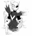  &lt;3 armor female fish marine monochrome rainrash69 simple_background undertale undyne video_games white_background 