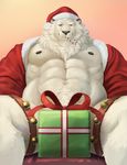  2015 abs candy candy_cane christmas dick_in_a_box feline food fur gift hazardbarzard holidays lion mammal muscular nipples pecs solo the_farewelled white_fur 