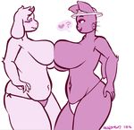  &lt;3 2016 ? angstrom anthro big_breasts bikini blush boss_monster breast_squish breasts breasts_frottage caprine clothing duo female fur goat hat horn huge_breasts lips long_ears mammal monster purple_fur rabbit_shopkeeper slightly_chubby smile speech_bubble swimsuit topless toriel undertale video_games white_fur 