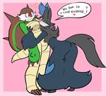  &lt;3 2016 ambiguous_gender anthro big_breasts blush breasts butt canine chesnaught delphox duo embarrassed english_text female fox fur inner_ear_fluff mammal nintendo pok&eacute;mon rockhard shiny_pok&eacute;mon smile text video_games 