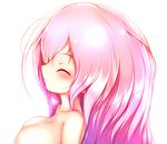  bare_shoulders blush breasts closed_eyes denka_plus highres large_breasts long_hair looking_at_viewer original pink_hair raspberry_trifle smile solo very_long_hair 
