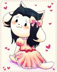  &lt;3 :3 ambiguous_gender black_hair blush bow clothing cute dress hair jewelry necklace pearl simple_background tem temmie_(undertale) undertale unknown_artist video_games white_background 