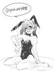  animal_ears blush breasts bunny_ears bunny_girl bunnysuit crying detached_collar fake_animal_ears gecko4488 greyscale kousaka_honoka looking_at_viewer love_live! love_live!_school_idol_project monochrome one_side_up open_mouth sexually_suggestive short_hair small_breasts solo tears twitter_username wrist_cuffs 