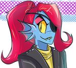  2015 clothing eye_patch eyewear female hair hi_res jacket monster red_hair toono_(artist) undertale undyne video_games 