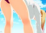  2016 artist_name ass bad_id bad_pixiv_id bent_over blonde_hair blue_sky bow breasts cloud dated day excessive_pubic_hair from_behind gradient_hair hair_bow hair_strand hanging_breasts highres k.ty_(amejin) kawakami_mai large_breasts long_hair long_sleeves mole mole_on_thigh multicolored_hair musaigen_no_phantom_world pubic_hair pubic_hair_peek shiny shiny_hair shirt signature sky solo stray_pubic_hair sweat thighs white_shirt 