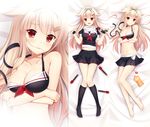  bad_id bad_pixiv_id barefoot bikini black_serafuku blonde_hair breasts cleavage dakimakura fingerless_gloves gloves hair_flaps hair_in_mouth hair_ornament hair_ribbon hairclip ikataruto kantai_collection long_hair lotion medium_breasts multiple_views neckerchief red_neckwear remodel_(kantai_collection) ribbon sailor_bikini sailor_collar scarf school_uniform serafuku skirt sunscreen swimsuit torpedo white_scarf yuudachi_(kantai_collection) 