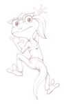  anthro bra chameleon clothing dreamworks female lizard lizzie looking_at_viewer monochrome ponytail reptile scalie simple_background solo underwear unknown_artist white_background 