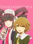  1girl black_hair celestia_ludenberck crossdressing danganronpa danganronpa_1 drill_hair fujisaki_chihiro green_eyes otoko_no_ko red_eyes yomogimo_chi 