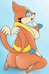  breasts butt female feral floatzel looking_at_viewer mammal mustelid nintendo nude pandashorts pok&eacute;mon simple_background solo video_games 