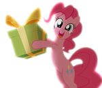  2014 blue_eyes cutie_mark equine female feral friendship_is_magic fur gift hair hi_res horse light262 looking_at_viewer mammal my_little_pony open_mouth pink_fur pink_hair pinkie_pie_(mlp) pony simple_background sky smile solo white_background 
