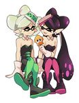  aori_(splatoon) domino_mask hotaru_(splatoon) mask multiple_girls pantyhose short_jumpsuit splatoon_(series) splatoon_1 tentacle_hair wong_ying_chee 