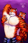  aronrahiro disney duo feline male mammal mickey_the_retriever muscular stripper_tiger_(zootopia) tiger zootopia 