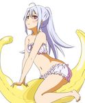  bikini cinderella_bust igashiko isla_(plastic_memories) long_hair navel plastic_memories red_eyes silver_hair simple_background solo swimsuit white_background white_bikini 