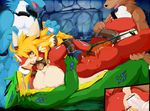  1girl 3boys anal anthro blonde_hair blush breasts censored dragon dragoon86 erection fellatio female furry group group_sex hair hypnotize long_hair male male/female multiple_boys nipples nude open_mouth oral penetration penis sex vaginal vaginal_penetration wolf 