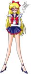  aino_minako bare_legs bishoujo_senshi_sailor_moon blonde_hair blue_eyes blue_footwear blue_sailor_collar blue_skirt bow choker crescent elbow_gloves facial_mark forehead_mark full_body gloves hair_bow highres long_hair magical_girl marco_albiero mask one_eye_closed pleated_skirt pointing red_bow sailor_collar sailor_senshi_uniform sailor_v shoes shoulder_pads signature skirt solo standing strappy_heels white_background white_gloves 