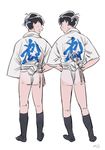  artist_name ass bad_id bad_pixiv_id black_hair black_legwear brothers dated from_behind fundoshi hachimaki hand_on_hip hands_on_hips happi headband japanese_clothes jika-tabi male_focus matsuno_karamatsu matsuno_osomatsu multiple_boys osomatsu-kun osomatsu-san siblings simple_background smeat_(smyk) smile tabi tabi_boots tan tanline white_background yamakasa 