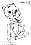  anthro breasts butt cat clothed clothing feline female mammal mature_female mother navel nicole_watterson nipples open_mouth panties parent skirt solo teasing the_amazing_world_of_gumball toes tooners underwear undressing watermark 