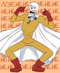  bone cape clothing crossover gloves male one_punch_man papyrus_(undertale) skeleton text undertale unknown_artist video_games 