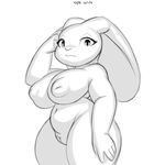  big_breasts breasts cute female inverted_nipples lagomorph long_ears mammal navel nipples rabbit slightly_chubby solo standing thick_thighs wide_hips xylas 