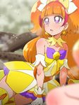  amanogawa_kirara bare_shoulders breasts cure_twinkle earrings gloves go!_princess_precure jewelry long_hair magical_girl multicolored_hair orange_hair precure purple_eyes red_hair small_breasts solo star star_earrings tj-type1 twintails two-tone_hair white_gloves 