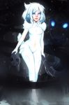  2016 anthro blue_eyes bow_(weapon) breasts canine caprine digitigrade duo featureless_breasts female fiveish fur hair kindred_(lol) lamb_(lol) league_of_legends long_ears long_hair looking_at_viewer mammal mask navel nude ranged_weapon sheep spirit video_games weapon white_fur wolf wolf_(lol) 