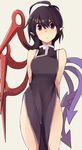  :o ahoge alternate_costume arms_behind_back asymmetrical_wings bare_arms bare_shoulders black_hair blush china_dress chinese_clothes dress duplicate houjuu_nue kamukamu_(ars) legs_together looking_at_viewer pointy_ears red_eyes shy simple_background solo standing touhou wings 