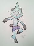  &gt;:[ action_pose anthro anthrofied barefoot bulge clothing dewott frown hybridstaar male nintendo on_one_leg pencil_(artwork) pok&eacute;mon shorts solo topless traditional_media_(artwork) video_games 