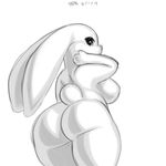  big_breasts big_butt breasts butt cute female lagomorph long_ears looking_at_viewer looking_back lop_eared_bunny mammal rabbit slightly_chubby solo standing xylas 
