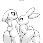  big_butt butt cute duo female lagomorph long_ears mammal rabbit standing xylas 