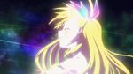  animated animated_gif ass blonde_hair bra camisole closed_eyes dissolving_clothes feathers flat_chest heterochromia long_hair lowres lyrical_nanoha magic magical_girl mahou_shoujo_lyrical_nanoha_vivid navel nude outstretched_arms panties ribbon skirt solo striped striped_panties training_bra transformation twintails two_side_up underwear vivio 
