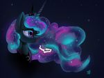  2015 blue_eyes blue_fur blue_hair crown darkflame75 equine female feral friendship_is_magic fur hair hi_res horn jewelry mammal my_little_pony necklace princess_luna_(mlp) sky smile solo star winged_unicorn wings 