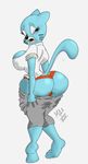  anthro big_breasts big_butt blue_eyes blue_fur breasts butt cat clothed clothing feline female fur looking_back mammal mature_female maxtlat mother nicole_watterson panties parent the_amazing_world_of_gumball tight_clothing underwear voluptuous wide_hips 