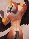  avian balls beak bird crown flaccid male navel nipples nude penis smile solo standing three-quarter_portrait vein victoriano_the_chief vulture wings 