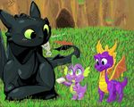  &lt;3 ? black_body blush crossover dragon dreamworks fanboy feral fish friendship_is_magic green_eyes group how_to_train_your_dragon male marine my_little_pony night_fury raiilynezz scalie spike_(mlp) spyro spyro_the_dragon toothless video_games western_dragon 