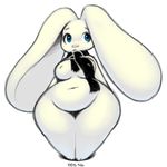  big_breasts blue_eyes breasts cute female lagomorph long_ears lop_eared_bunny mammal navel nipples rabbit shy slightly_chubby solo standing thick_thighs wide_hips xylas 